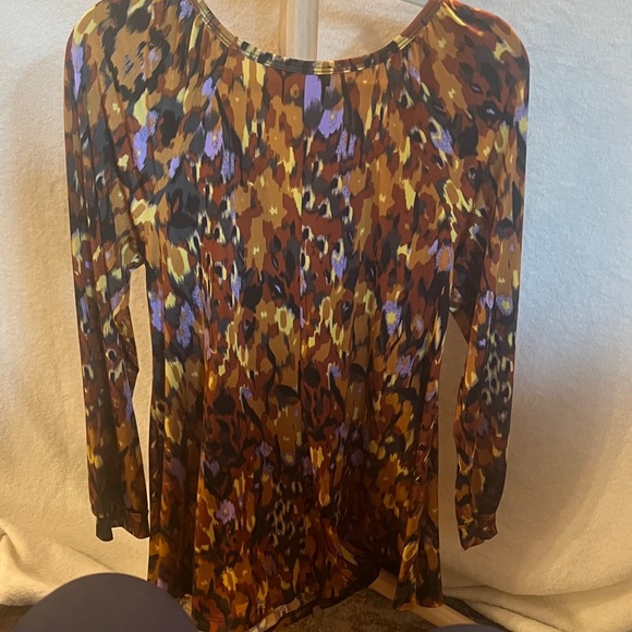 Be Stage Vibrant Long Sleeve Top with Orange and Purple Pattern - Picture 5 of 5
